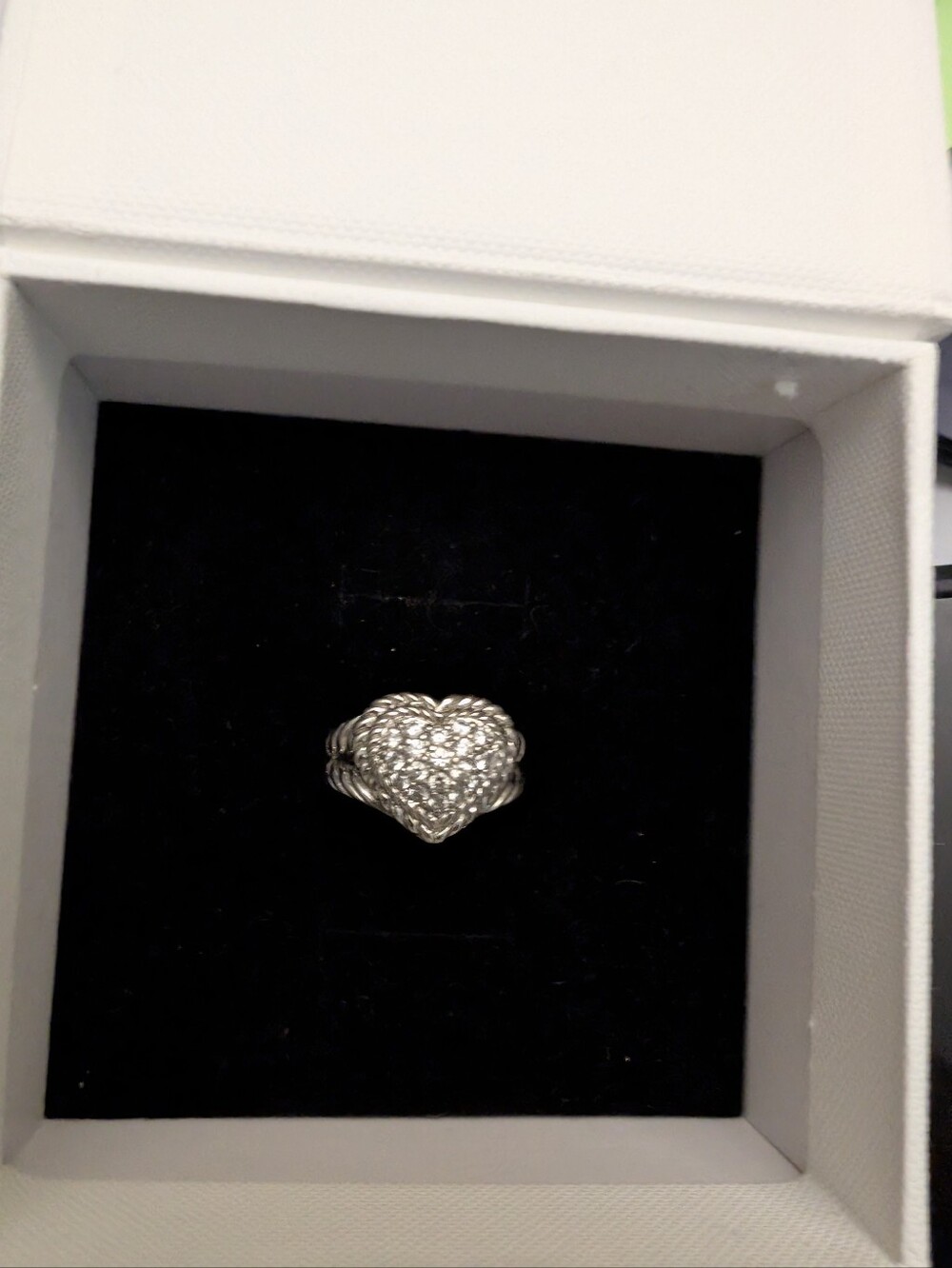 Judith Ripka - Sterling Silver Heart Pavé Ring - Women's Jewelry Size 7